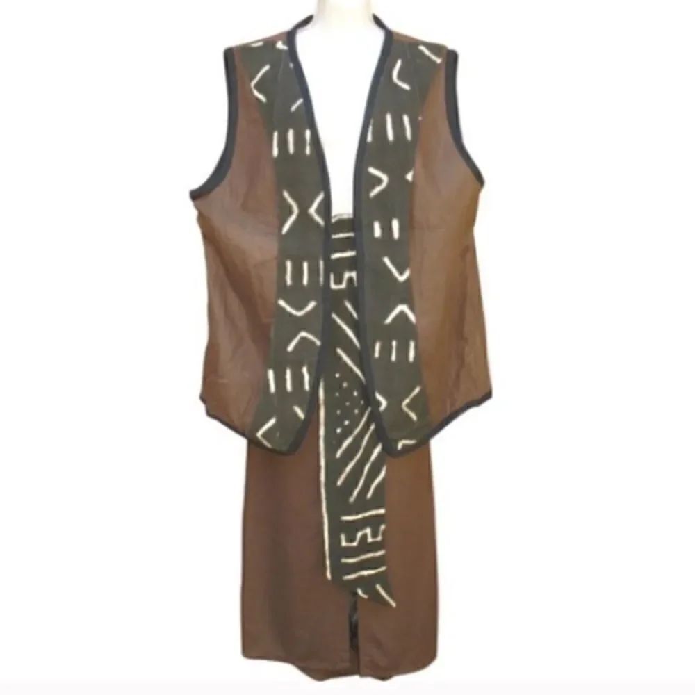 NWT Brown Art To Wear Raw Silk Sk…